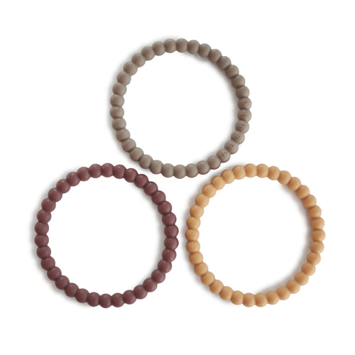 Mushie Silicone Bracelet (3-pack) - berry/marigold/khaki