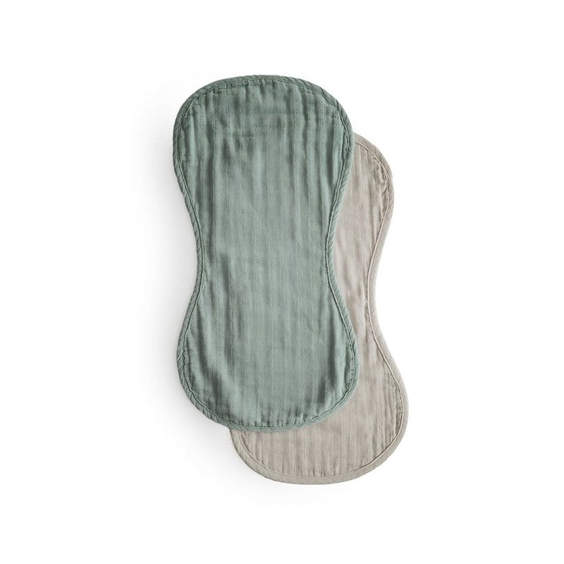 Mushie Burp Cloth Spuugdoeken - Roman green/Fog (set van 2 stuks)